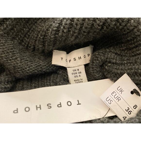 TOPSHOP Size 4 Turtleneck knit Sweater Dress cuff Long Sleeves Dark Gray Womens - Picture 8 of 10